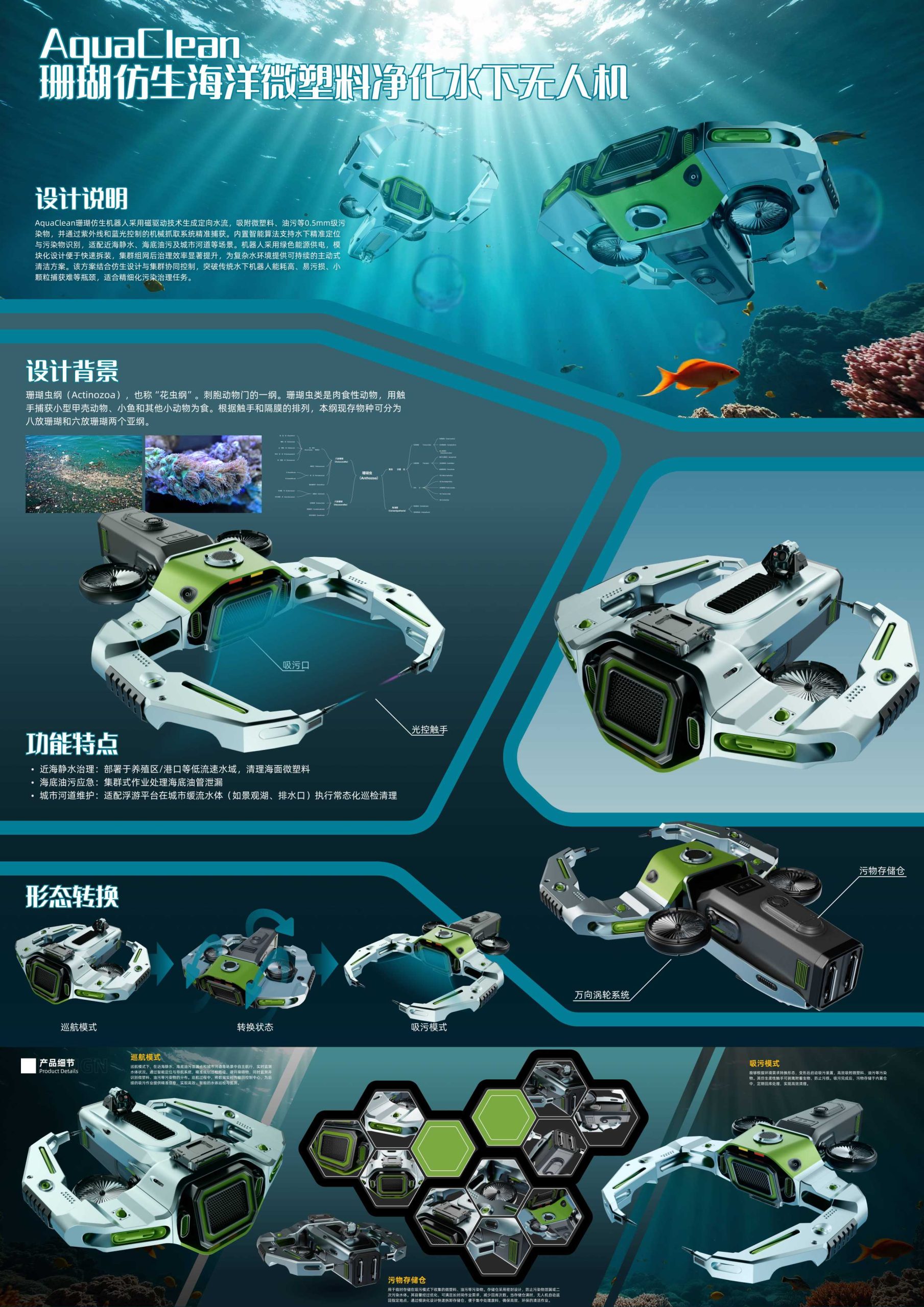 AquaClean珊瑚仿生水下净化无人机
